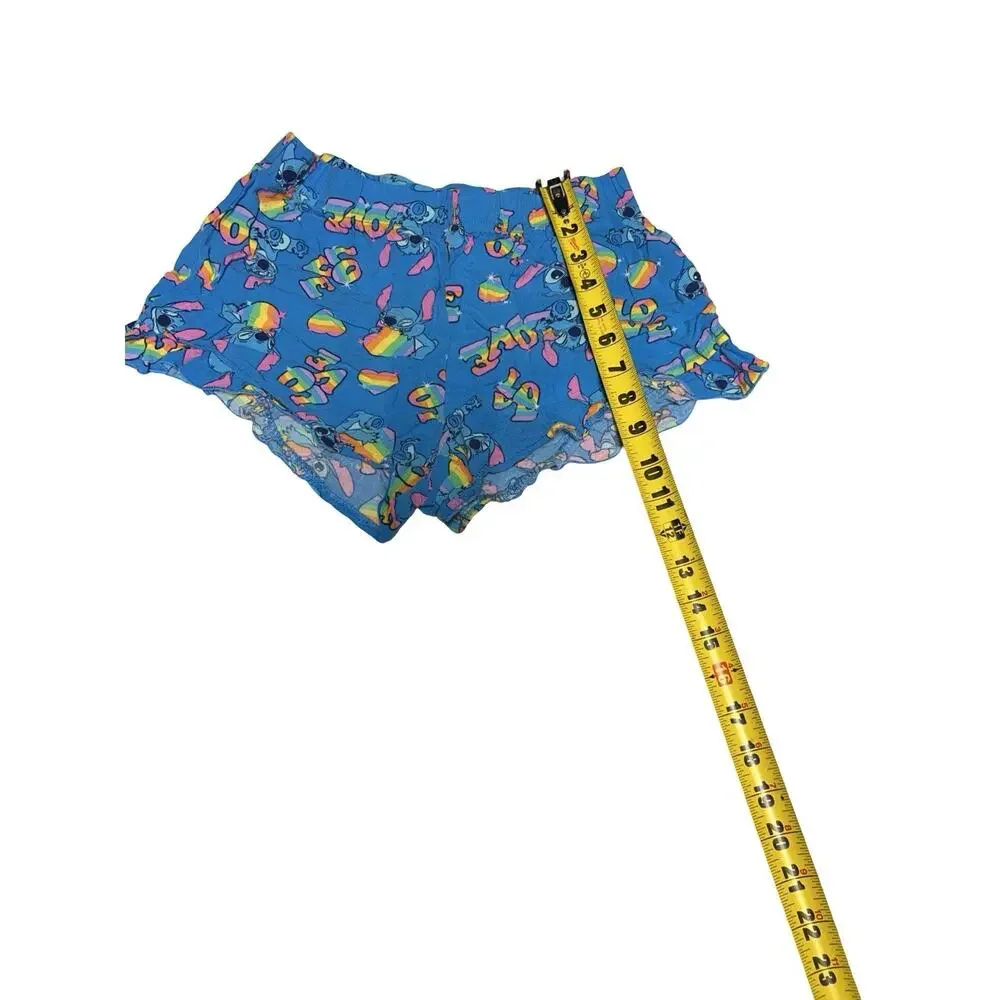 Disney Lilo & Stitch Kids Blue Rainbow Love Sleep Shorts Size 4-6 Pajama Lounge